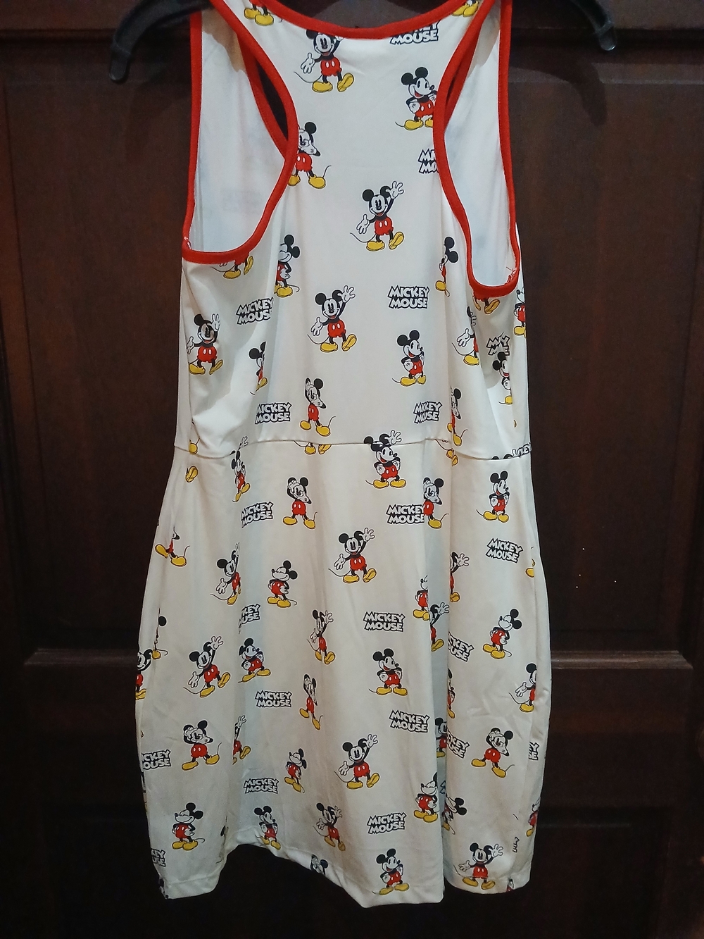 Disney Mickey Mouse White Dress/ Romper with Red Trim Size M Built In Shorts - Picture 2 of 4